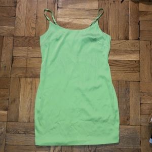 2000s silky body con dress lime green